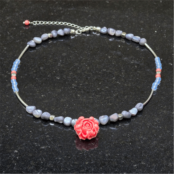 Coral Sunset Choker – Handmade Natural Gemstone Necklace