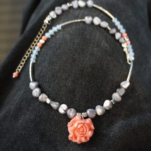 Coral Sunset Choker – Handmade Natural Gemstone Necklace