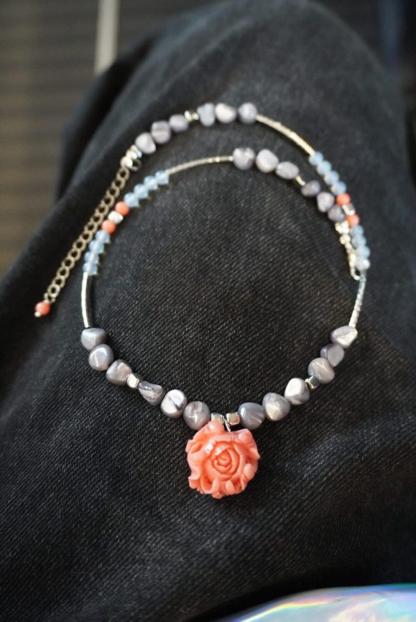 Coral Sunset Choker – Handmade Natural Gemstone Necklace
