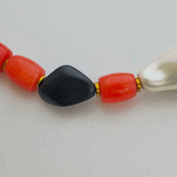 Bold Coral & Stone Mix Statement Necklace