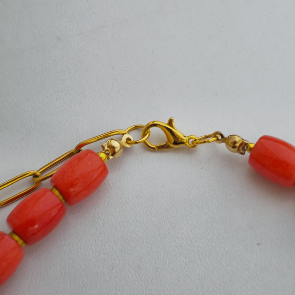Bold Coral & Stone Mix Statement Necklace
