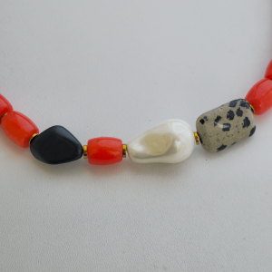 Bold Coral & Stone Mix Statement Necklace