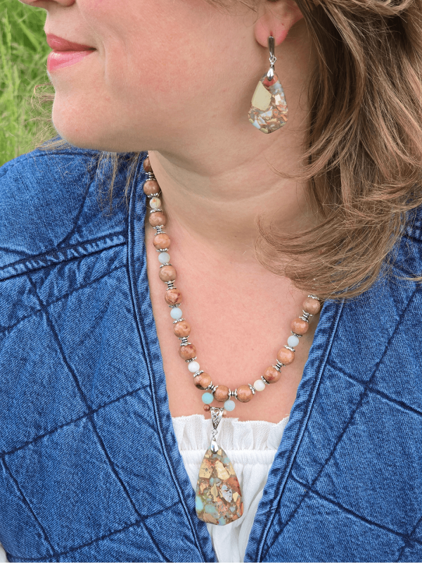 Earthy Calcite & Amazonite Jewelry Set
