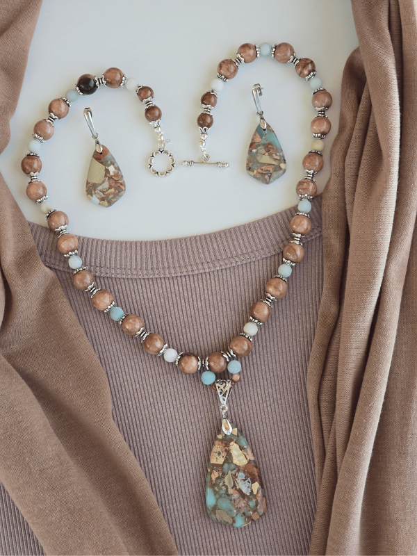 Earthy Calcite & Amazonite Jewelry Set