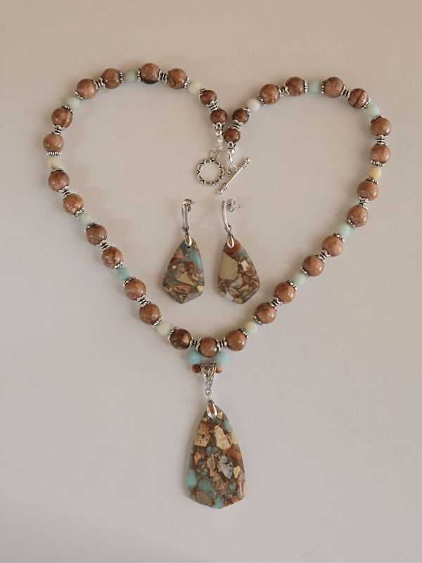 Earthy Calcite & Amazonite Jewelry Set