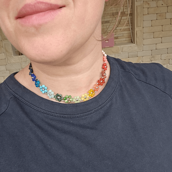 Rainbow Bloom – Natural Gemstone Flower Choker