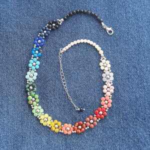 Rainbow Bloom – Natural Gemstone Flower Choker